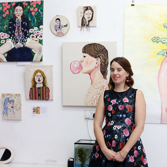 Surya de Wit at her 2018 exhibition at the Elizabeth James Gallery